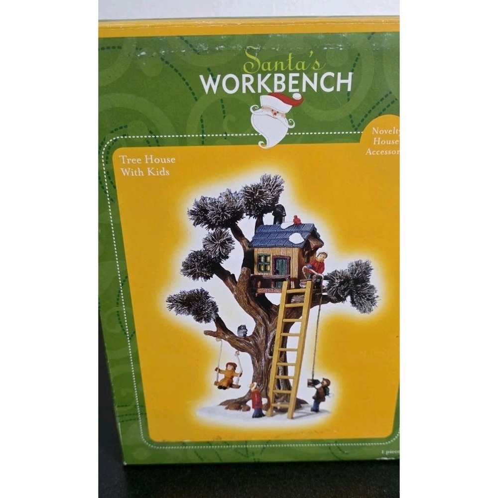 Vintage Santa's Workbench 2002 Tree House Lookout Christmas Village Decor Resin